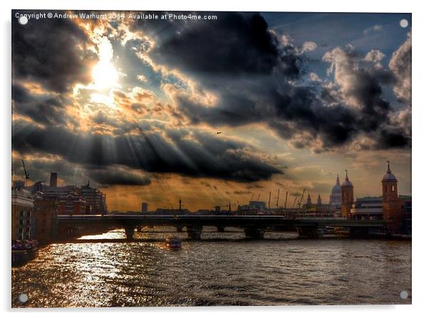Thames sun Acrylic by Andrew Warhurst