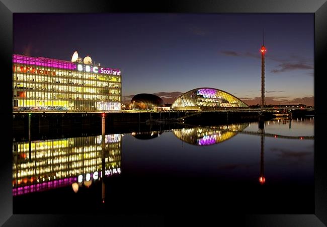 Glasgow riverfront at night Framed Print by Stephen Taylor
