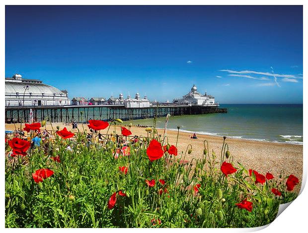 Eastbourne Pier and poppies Print by Phil Clements