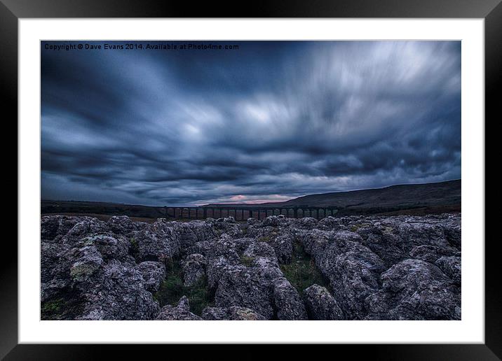 Ribblehead Viaduct and Limestone Rocks Framed Mounted Print by Dave Evans