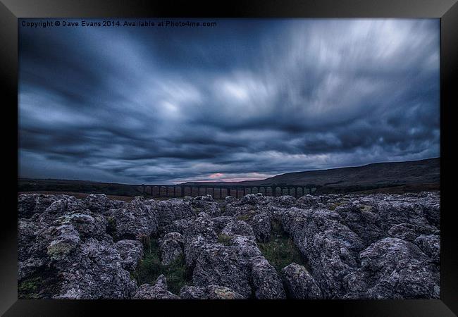 Ribblehead Viaduct and Limestone Rocks Framed Print by Dave Evans