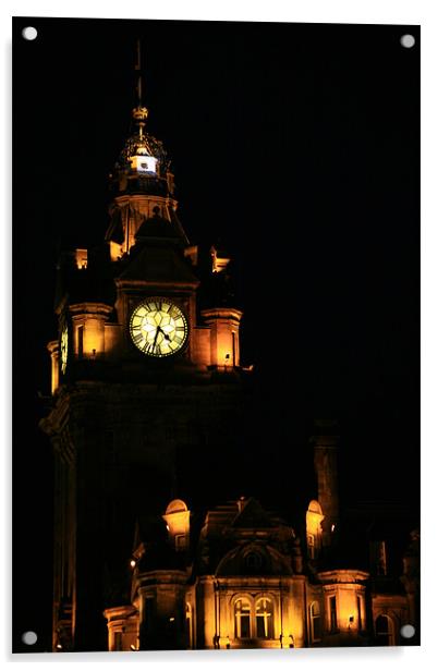 Edinburgh clock tower  Acrylic by Linda More