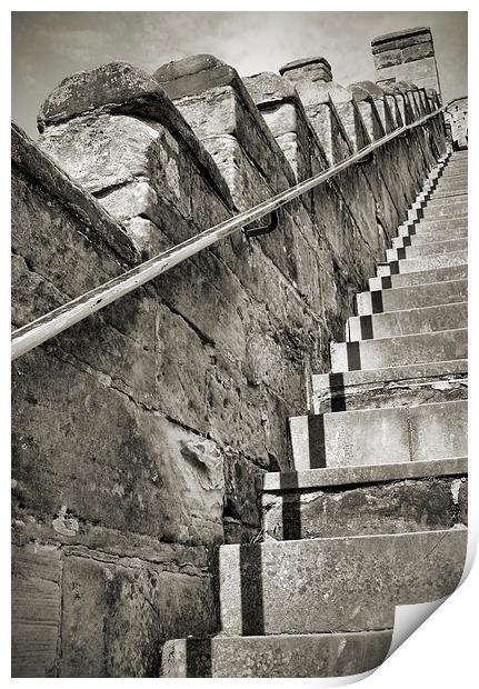 steps to the battlements Print by Heather Newton