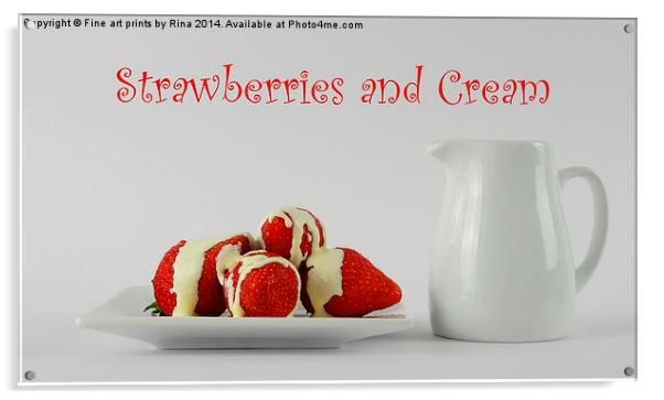 Strawberries and cream Acrylic by Fine art by Rina