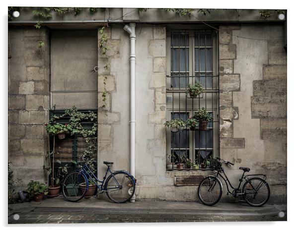 Bicycles, Paris, France Acrylic by Mark Llewellyn