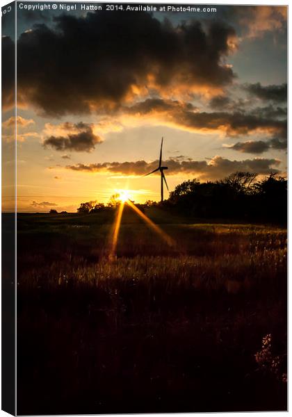 Turbine Sunset Canvas Print by Nigel Hatton