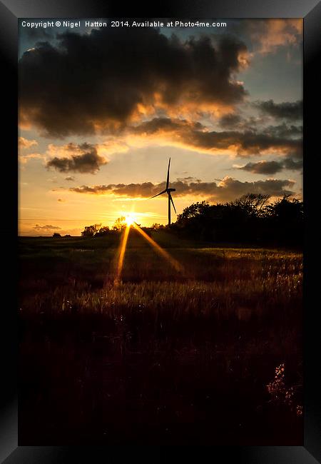 Turbine Sunset Framed Print by Nigel Hatton