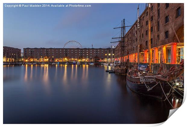 Albert Dock in the early morning Print by Paul Madden