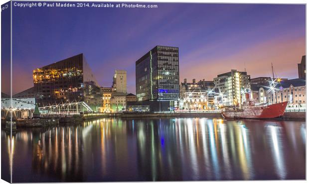 Canning Dock at night Canvas Print by Paul Madden