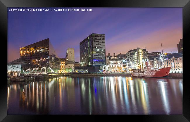 Canning Dock at night Framed Print by Paul Madden