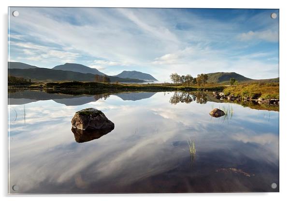 Loch Ba reflections Acrylic by Stephen Taylor