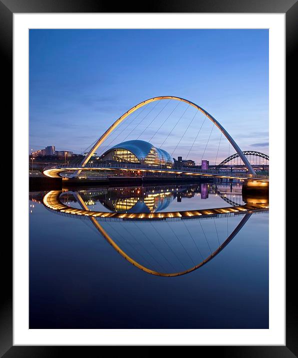 Tyne Bridges at night Framed Mounted Print by Stephen Taylor