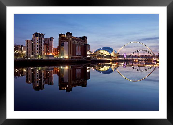 Newcastle Quayside at night Framed Mounted Print by Stephen Taylor