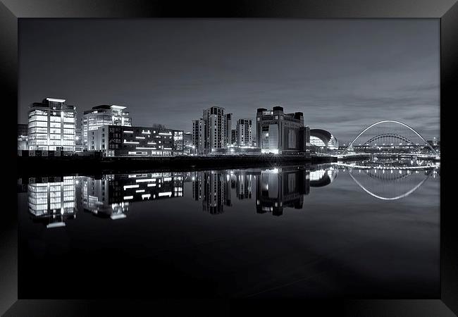 Newcastle Quayside at night Framed Print by Stephen Taylor