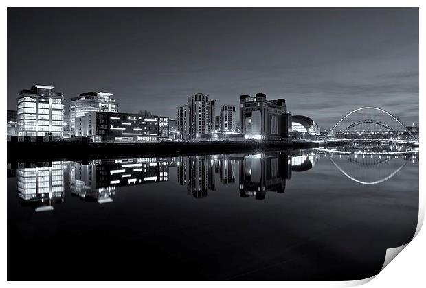 Newcastle Quayside at night Print by Stephen Taylor