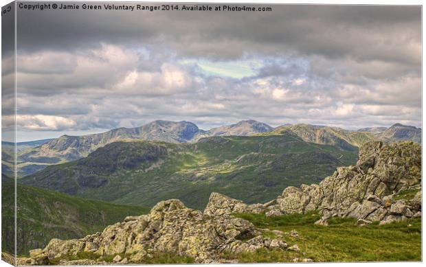 Scafell And Scafell Pike Canvas Print by Jamie Green