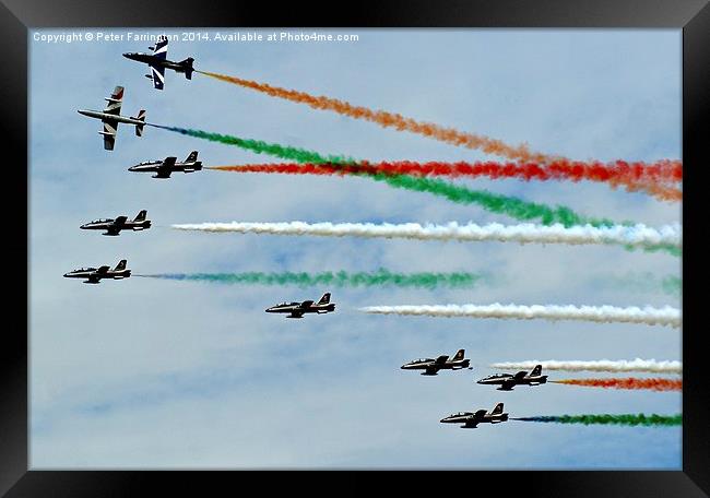 Frecce Tricolori Framed Print by Peter Farrington