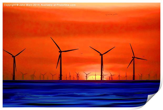 Windmills in the Sea. Print by John Wain