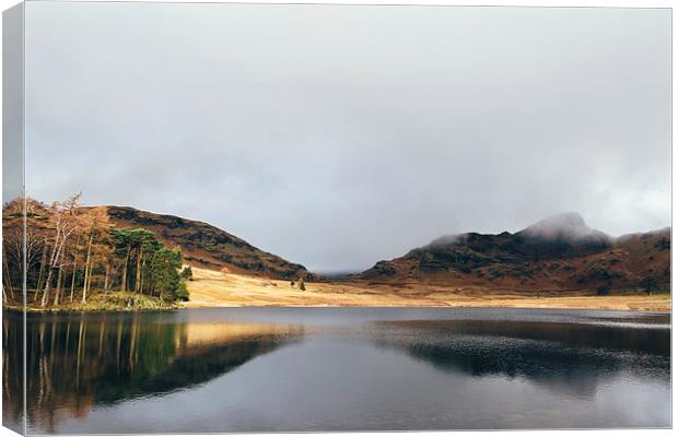 Low cloud and reflections on Blea Tarn. Canvas Print by Liam Grant
