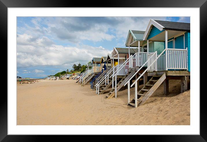 Wells Beach Huts Framed Mounted Print by Adrian Searle