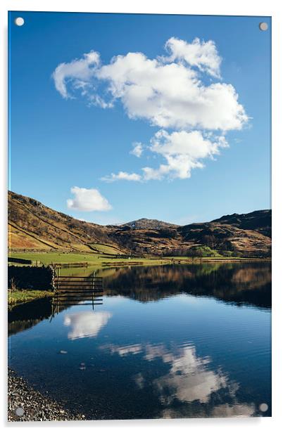Reflections on Watendlath Tarn. Acrylic by Liam Grant