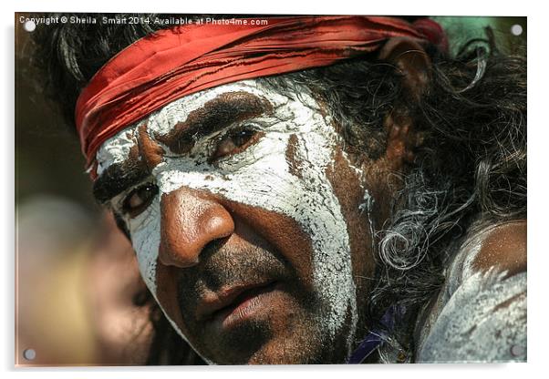 Rodney, aboriginal busker Acrylic by Sheila Smart