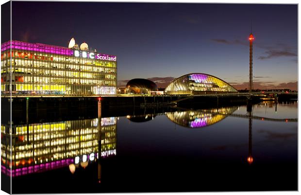 Glasgow Clyde Front at night Canvas Print by Stephen Taylor