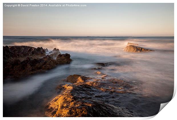 Evening light on the rocks Print by David Preston