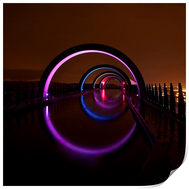 The Falkirk Wheel at night Print by Stephen Taylor