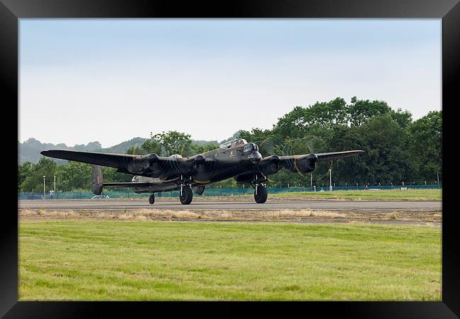 Avro Lancaster takeoff Framed Print by Dean Messenger