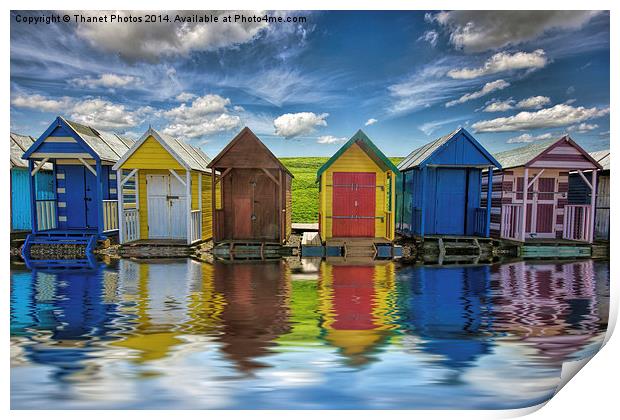 Beach huts Print by Thanet Photos