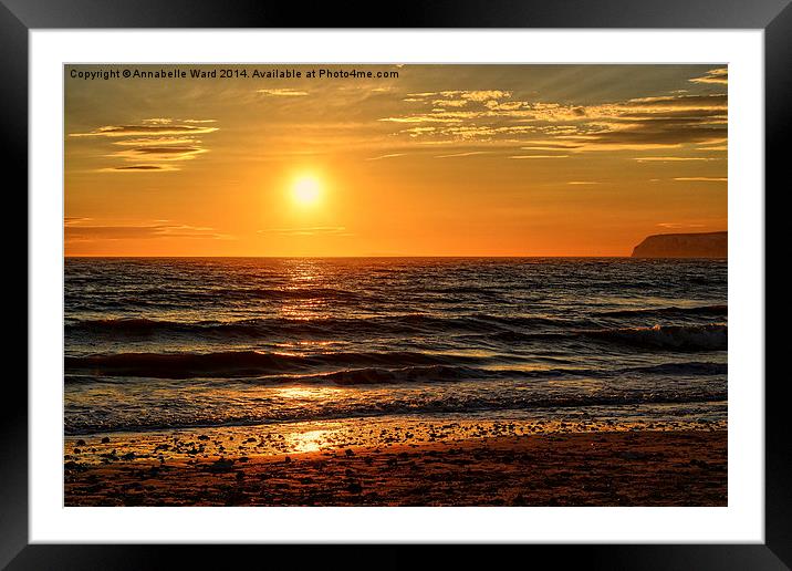 Sunset on the Beach. Framed Mounted Print by Annabelle Ward