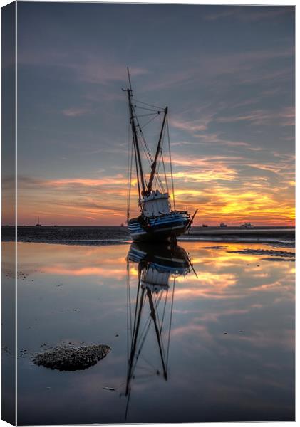 Sunset reflections at Meols Canvas Print by Paul Farrell Photography