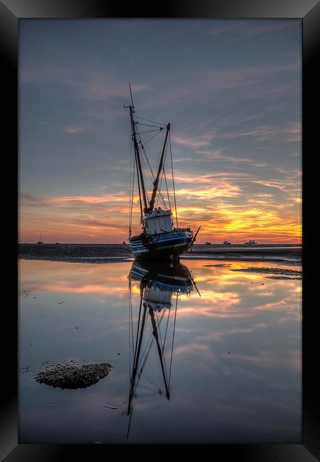 Sunset reflections at Meols Framed Print by Paul Farrell Photography