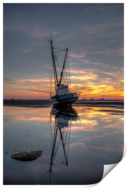 Sunset reflections at Meols Print by Paul Farrell Photography
