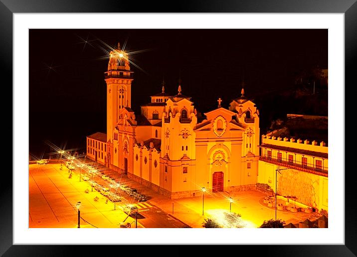 Candelaria church at night Framed Mounted Print by Jose Luis Mendez Fernandez