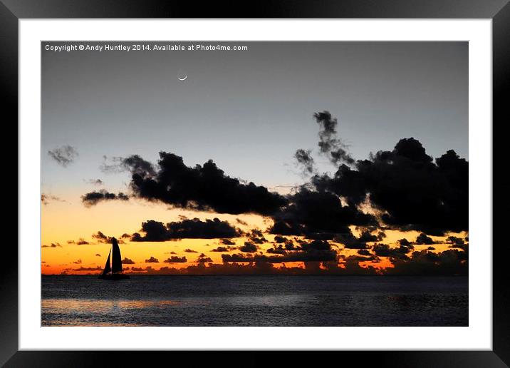 Caribbean Sunset Framed Mounted Print by Andy Huntley