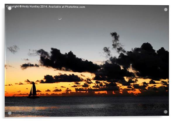 Caribbean Sunset Acrylic by Andy Huntley