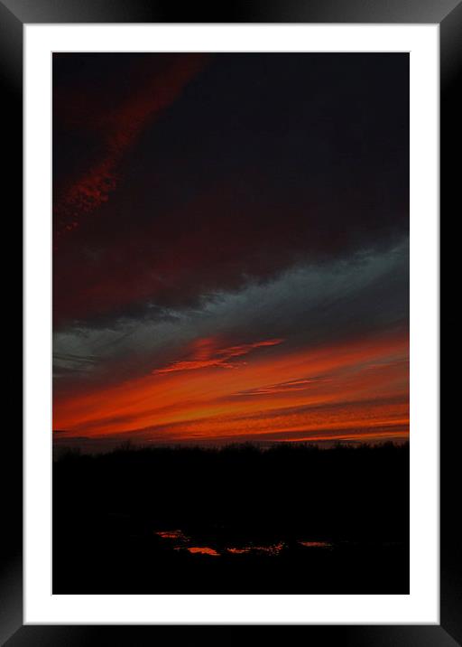 Fenland Evening Sunset Framed Mounted Print by Adrian Searle