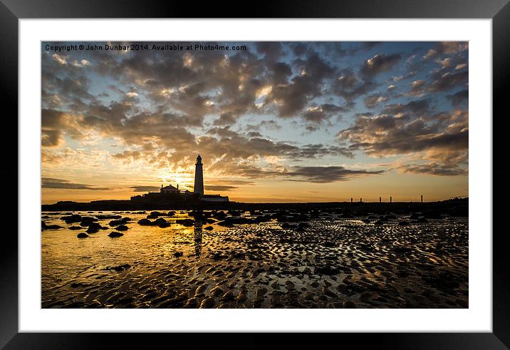 Low Tide Sunrise at the Lighthouse Framed Mounted Print by John Dunbar