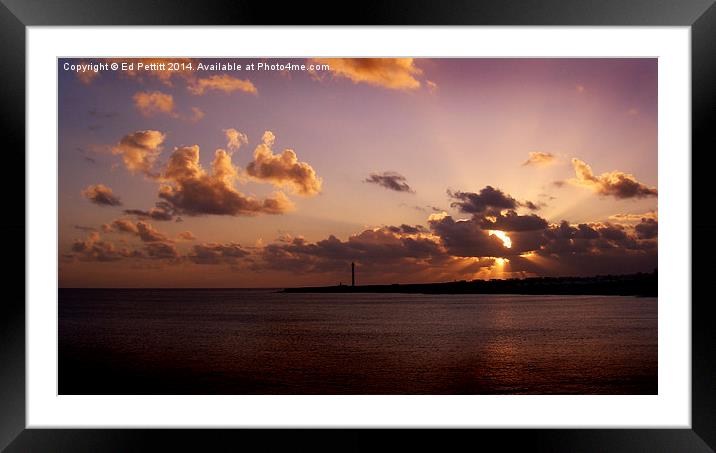 Lighthouse Sunset Framed Mounted Print by Ed Pettitt