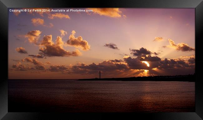 Lighthouse Sunset Framed Print by Ed Pettitt