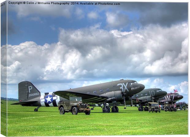 DC3 Flightline - Duxford - 2014 Canvas Print by Colin Williams Photography