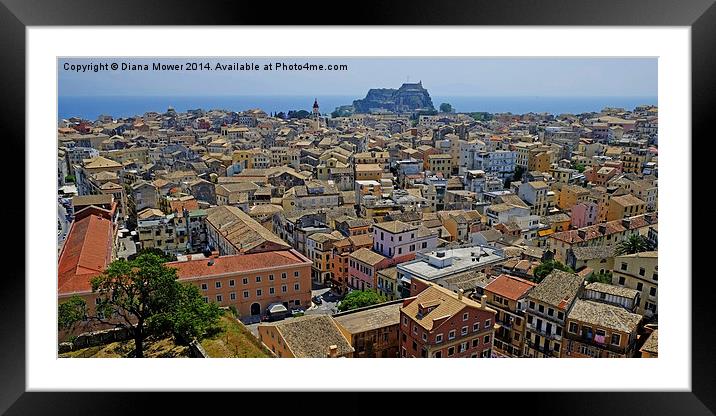 Corfu Old Town Framed Mounted Print by Diana Mower