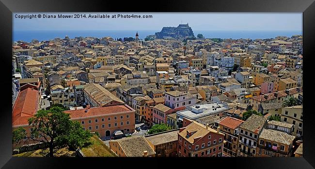 Corfu Old Town Framed Print by Diana Mower