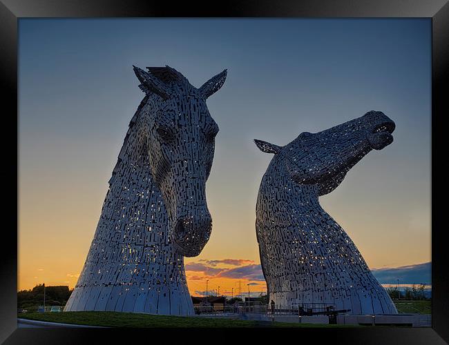 Kelpies Sunset Framed Print by Tommy Dickson