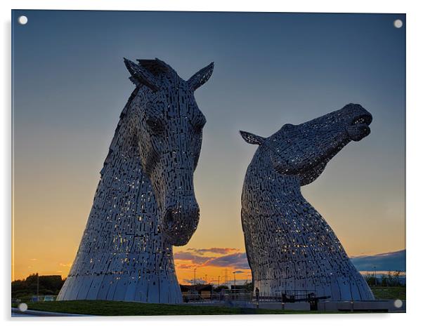 Kelpies Sunset Acrylic by Tommy Dickson
