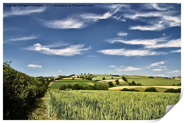 Wispy clouds over caseberry downs Print by Pete Hemington