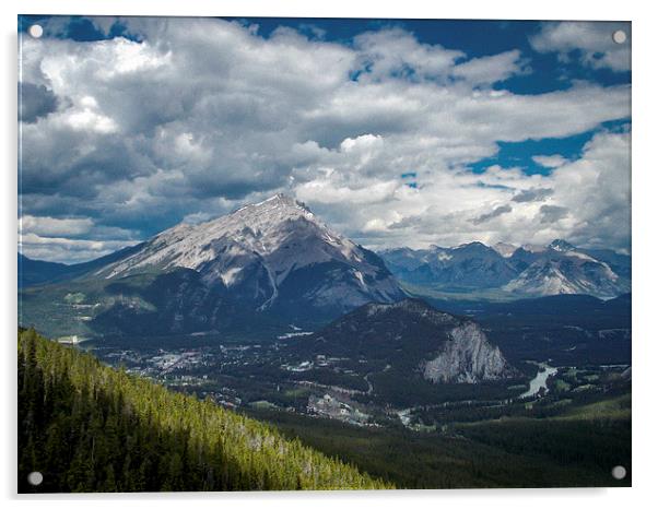 Sulphur Mountain Canadian Rockies Acrylic by Chris Curry