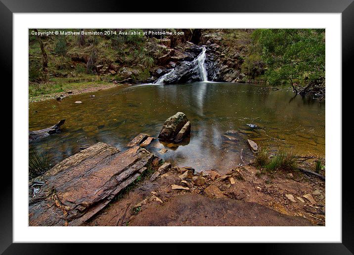 Waterfall in the Aussie bush Framed Mounted Print by Matthew Burniston